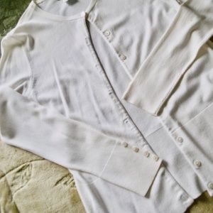 cream cardigan with button sleeves